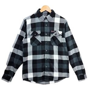 Dixxon Finish Line Flannel Shirt Mens Small Button Up Black White Plaid Casual